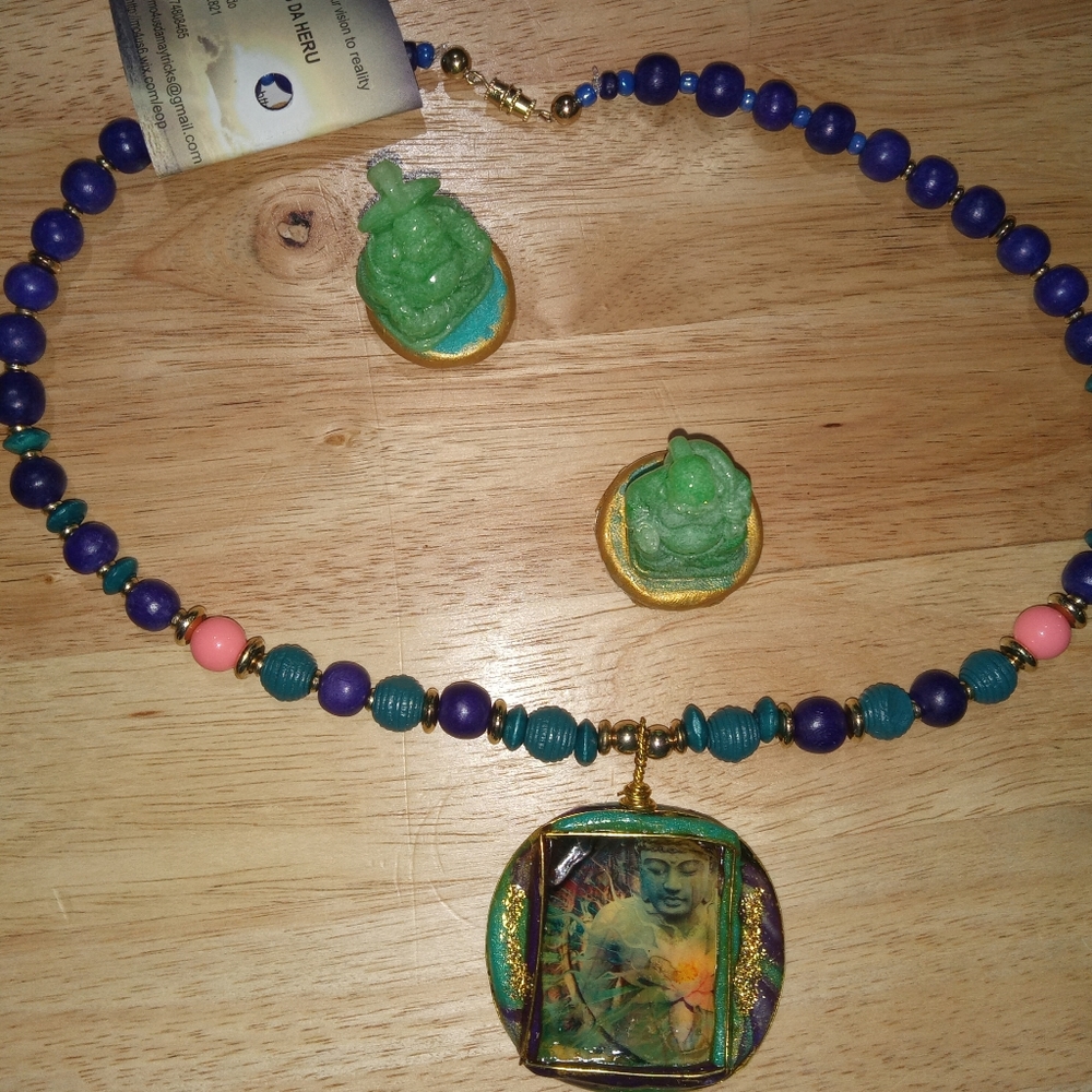 Buddha in the garden emblem  necklace